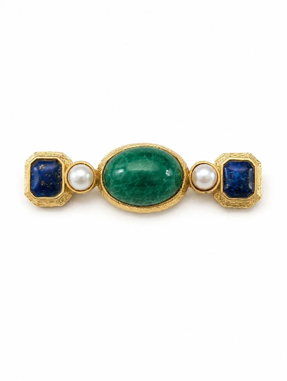 Brania Gold Tone Multicolor Cabochon Brooch